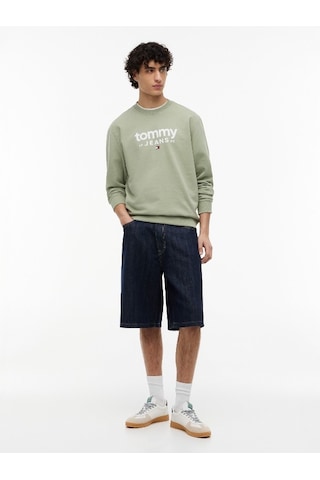 Tommy Hilfiger Tjm Graphıc Crewneck Ext Erkek Yeşil Sweatshirt - Dm0dm23392