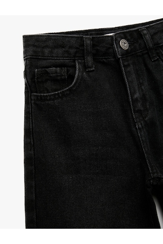 Koton Pamuklu Loose Fit Geniş Paça Denim Pantolon Siyah 7wkg40005ad