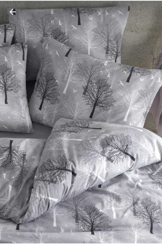 Cotton Gri Ağaç Çift Kişilik Nevresim Seti Gri