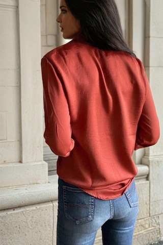 Bordo, Gizli Düğme Detaylı, Regular Kesimli, Saten Gömlek Bordo