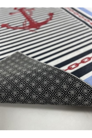 Kaymaz Tabanlı Yıkanabilir Dijital Baskı Çocuk Halısı Deniz Çapa Çok Renkli