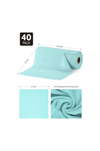 Çok Amaçlı Rulo Mikrofiber Temizlik Bezi 30x30 40 Yapraklı Mavi Mavi