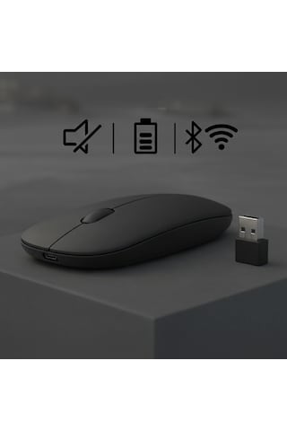Tablet Ve Telefon İçin Bluetooth Mouse Apple Uyumlu iOS Android Şarjlı Batarya Usb Dongle Ve Kablo Dahil 13515