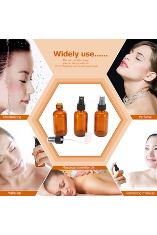 Teltree "3'lü Kehribar Cam Sprey Şişesi - 50ml İnce Sis Püskürtmeli Seyahat Kolaylığı"