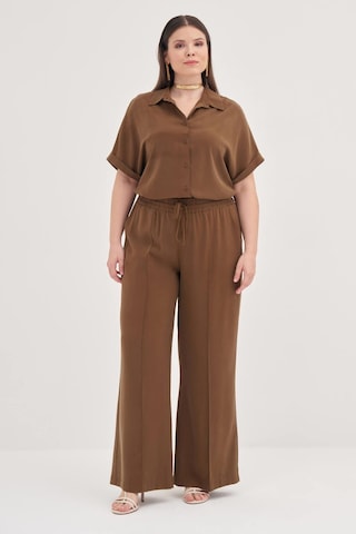 Beli Lastikli Cepli Palazzo Pantolon-1799 Kahverengi