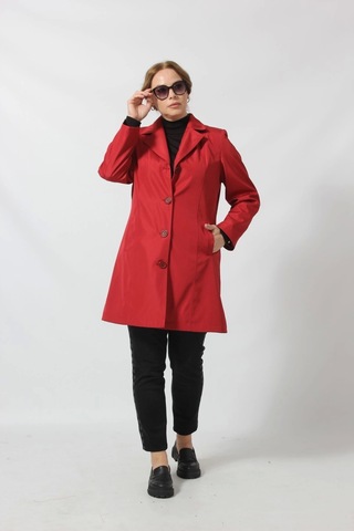 1670 Düğmeli Cep Detaylı Bondit Ceket Kırmızı