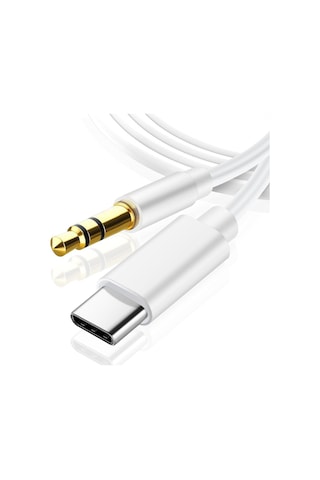 Samsung Xiaomi Uyumlu Aux Kablosu Type-c To Jack Çevirici Dönüştürücü Beyaz Bluetooth Gerektirmez