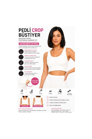 Mrm Pro Kadın 2 Li Pedli Spor Crop Büstiyer Seti Siyah Kırık Beyaz Geniş Askılı Esnek Çok Renkli Çok Renkli