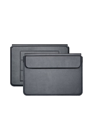 Xindoker 13.3 İnç Macbook Uyumlu İçin Ultra İnce Siyah Dizüstü Bilgisayar Stantlı Pudra Çantası Siyah