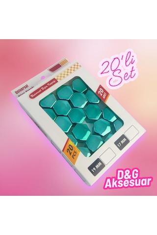 17mm Düz Parlak Yeşil Bijon Kapağı 20li Set+aparat