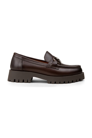 Deery Kadın Kahverengi Hakiki Deri Tokalı Loafer - 02037zkhvc02