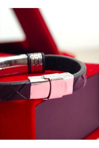 Çelik Derili Bileklik Kişiye Özel İsimli Paslanmaz Derili Çelik İsimli Bileklik 316 L Çelik Burma