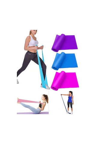 3'lü Pilates  Direnç Lastiği Seti 3 Adet Pilates Lastik Seti Pilates Bandı 7,5x90 Cm STRGLBL75