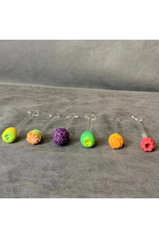 Uretti - Pınar 2572 - El Yapımı Tasarım 6'lı Cam Çay Kaşığı Şeffaf