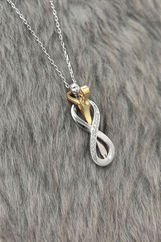 Chavin Aşk İle Birbirine Sarılan Çift Sonsuzluk Gümüş Kolye Dn86s