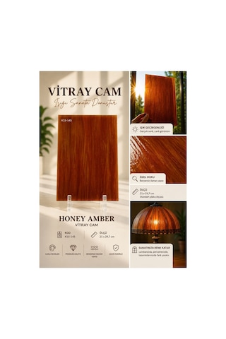 Dekoratif Vitray Cam Bal Kehribarı Damarlı 21x29,7 Cm