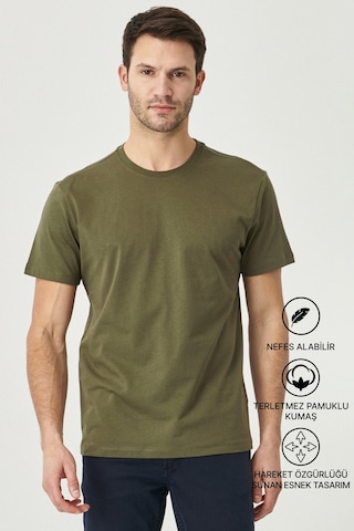 AC&Co / Altınyıldız Classics 4A4800000001HAKXS Slim Fit Bisiklet Yaka Kısa Kol Pamuklu Erkek Tişört Haki