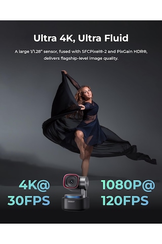 Tiny 3 Yapay Zeka Destekli Mekansal Ses 4k Ptz Web Kamerası