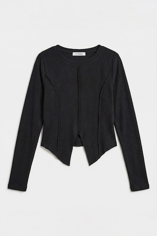 it's basic Kadın Siyah Renk W5 Asimetrik Kesim Crop Fit Tasarım Body