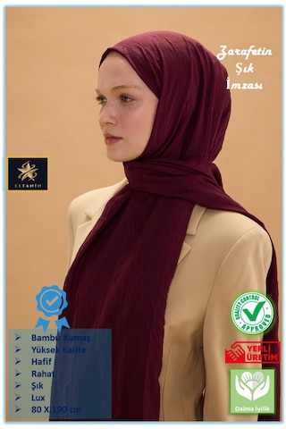 Bambu Kraş Şal Tesettür Giyim, Yüksek Kalite, Hafif, Rahat, Şık, Premium, Lux, Shawl, Scarf Bordo