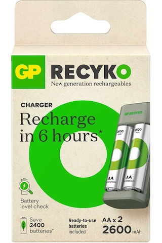 Gp Recyko E221 2 X 2600 Mah R6 Aa Pilli Pil Şarj Cihazı Gp-e221/270ahcer21-2gtlb2 4741
