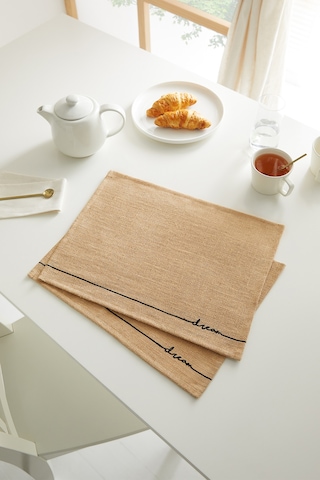2 Adet Jüt Dream Baskılı Sofra Sunum Tabak Altlığı Supla Amerikan Servisi 45 x 35 CM Bej
