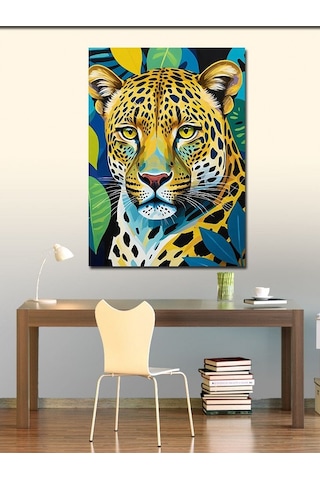 Kanvas Tablo Yırtıcı Leopar Portresi 50cmx70cm