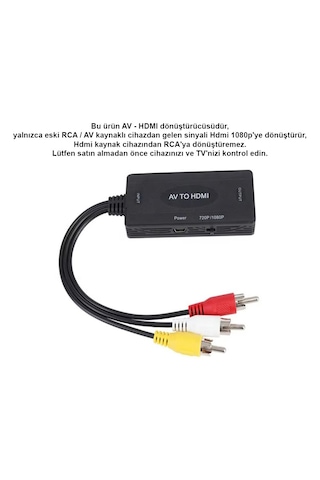 Cr01 Rca Av Anlalogdan Hdmi 1.3 1080p Hdtvye Video Ve Ses Dönüştürücü Adaptör