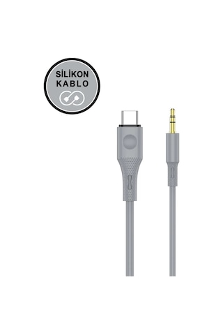 Type-c To 3.5mm Aux Kablo - Silikon, 1.2 Metre, Hi-fi Ses Kalitesi