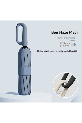 Tam Otomatik Ters Katlanır Şemsiye Karabina-mavi 04 Lacivert