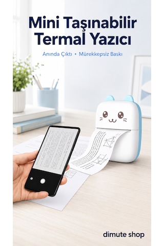 Mini Taşınabilir Kablosuz Termal Yazıcı Cep Boyu Anında Çıktı Apple iOS & Android Uyumlu
