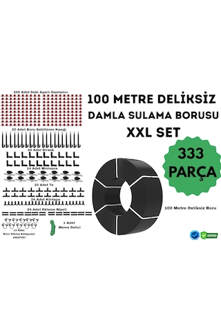 Lovemygarden 100 Metre Deliksiz Damla Sulama Borusu Ve Xxl Sulama Seti - Ø16 Mm