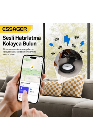 Essager 5'li Akıllı Takip Cihazı Apple Find My Uyumlu Konum Takip Ve Kayıp Eşya Bulucu Smarttag Anahtarlık