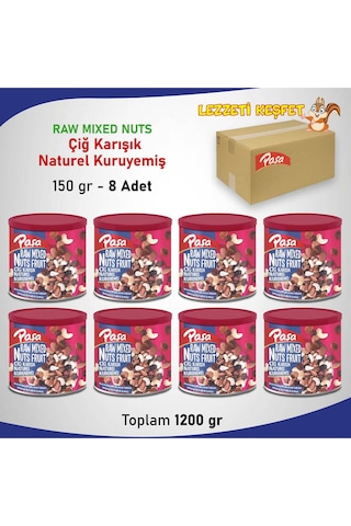 Paşa Kuruyemiş Çiğ Karışık Naturel Kuruyemiş Teneke 8 x 150 G