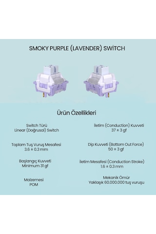 Aula Leobog Lavender Lineer Mekanik Switch 100 Adet