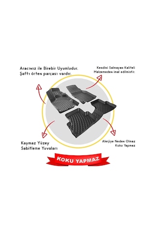 Volkswagen Jetta 2011 Sonrası 3d Siyah Kokusuz Havuzulu Paspas Takımı