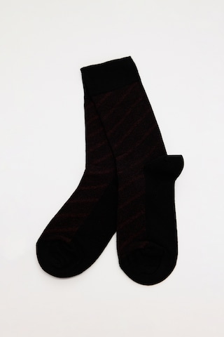 AC&Co / Altınyıldız Classics Erkek Sıyah-bordo Desenli Bambu Tekli Çorap Sıyah-bordo