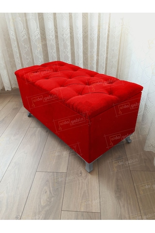 Lüks Sandıklı Kapitoneli Ayakucu Puf Bench 100 Cm Gümüş Ayak Laci