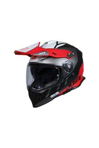 Just1 J34 Pro Outer Space Kapalı Motosiklet Kaskı Siyah Kırmızı Beyaz