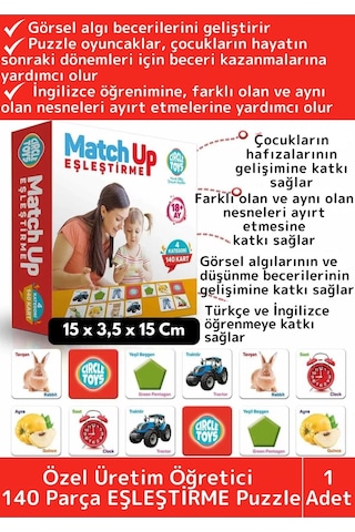 Premium Çocuk Eğitici Zeka El Göz Koordinasyonu Geliştirici Eğlenceli 140 Parça Eşleştirme Puzzle