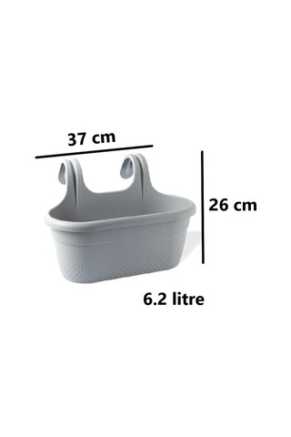 Omnipazar Krs-350 Dekoratif Plastik İnci Askılı Balkon Saksı 6.2 Litre Gri