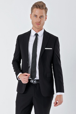 İmza Siyah Gabardin Kırlangıç Yaka 6 Drop Slim Fit Dar Kesim Basic Takım Elbise 1001245011 Siyah