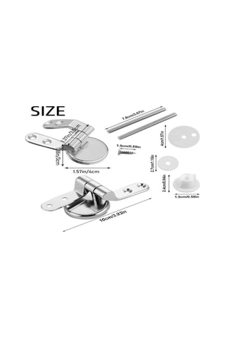 Konesam Banyo Çinko Allyuminyum Tuvalet Kapağı Menteşeleri, Vida Parçaları İle Tam Set Tuvalet Aksesuarı GÜMÜŞ