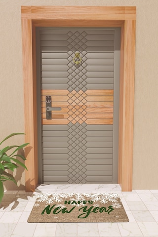 Rugmood Modern Dijtal Baskı Yılbaşı Kar Happy New Year Kapı Önü Paspası Çok Renkli