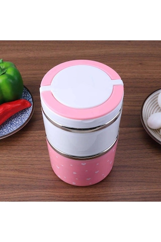 Yemek Termosu 2li Tutacaklı Sefer Tası - Hiper 2 Katlı Yemek Termos Renkli