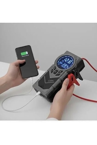 Auhma A7722 4'ü 1 Arada Akü Takviyeli Şarjlı Hava Pompası Powerbank & Dijital Fener