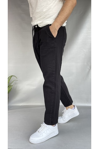 Yumuşak Denim Boyfriend Pantolon Siyah
