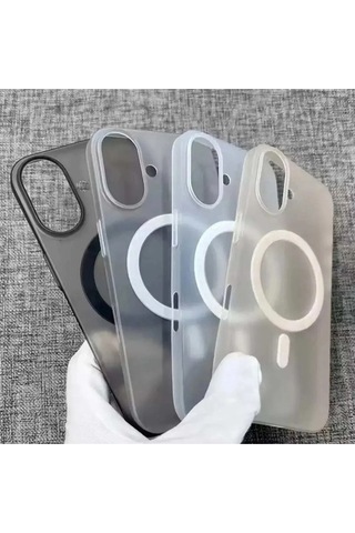 Apple Uyumlu iPhone 16 Tuna Buzlu Sert İnce Magsafe Telefon Kılıfı Çok Renkli
