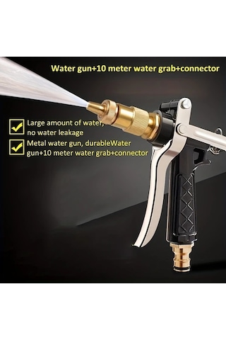 Honeybeeshop Siyah Yüksek Basınçlı Güç Yıkama Tabancası Dayanıklı Bakır Metal Manuel Araba Bahçe Püskürtme