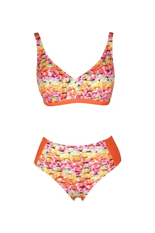 Endeep Beria Kadın Turuncu Desenli Toparlayıcı Askılı Bikini Takımı Turuncu